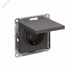 Розетка AtlasDesign 16А IP20 с заземл. защ. шторки с крышкой механизм базальт SE ATN001446