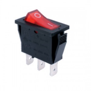 RK1-16 1X1N B/R"0-", Выключатель клавишный ON-OFF с подсветкой цвет корпуса (черный) цвет кнопки (красный)