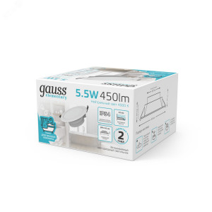 Светильник Elementary Downlight круг 5,5W 450lm 4000K 185-250V IP54 95*45 монтаж белый LED 1/40 999420205