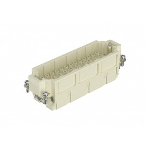 Вилочная контактная вставка HEE-046-MC, Вилочная контактная вставка, обжимная фиксация, 46 полюсов + PE, типоразмер 24B, 500V, 16A, (обжимные контакты поставляются отдельно)