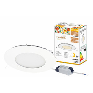 Светильник ультратонкий встраиваемый светодиодный "Даунлайт НАРОДНЫЙ" СВО (белый) 3 Вт 4000К SQ0329-0544