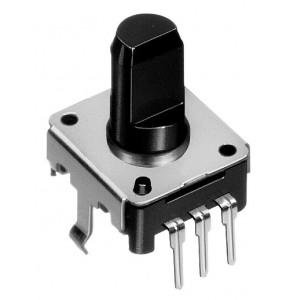 EC12E24204A2, Энкодер EC12 24 щелчка, 24 импульса, пластмассовый вал с лыской 10мм, горизонтальные выводы