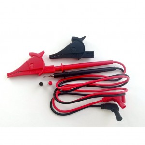 BC55-70060, Щупы с крокодилами для мультиметра, длина кабеля-1м., PVC cables , 42 cores двойная изоляция, 3,6mm, крокодилы большие пластиковые, резьба М4