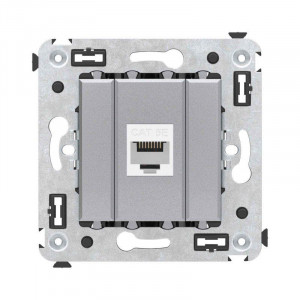 Розетка компьютерная 1-м СП Avanti "Закаленная сталь" RJ45 кат.5E без шторок механизм DKC 4404663