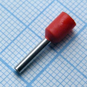HE  1510  Red, наконечник кабельный торцевой трубчатый с изоляцией, L=16.4/10мм, сеч. пров. 1.5мм2