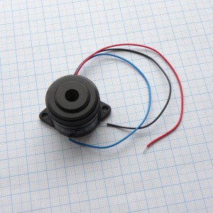 FM-12C-907L, 90дБ/12В/10мА диаметр 29.5мм генератор 1.6Гц/3.7кГц непрерывный+быстро пульсирующий+медленно изменяющийся / гибкие выводы