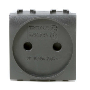 Электрическая розетка, без заземления, со шторками, черная, 2 мод. 77483N