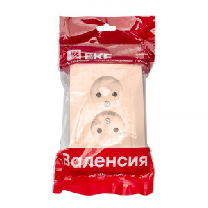 Валенсия розетка 2-местная б/з 10А кремовая с защ. штор. PROxima EWR10-102-20