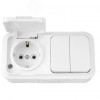 Изображение товара Беларусь Блок наружный IP44 выключател двухклавишный +розетка с заземляющим контактом Блок 2В-РЦ-659