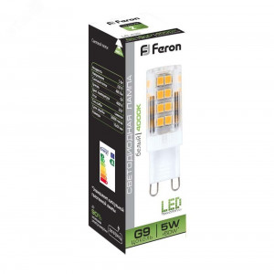 Лампа светодиодная LED 5вт 230в G9 белый капсульная 25770