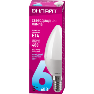 Лампа светодиодная 61 127 OLL-C37-6-230-6.5K-E14-FR 6Вт 61127