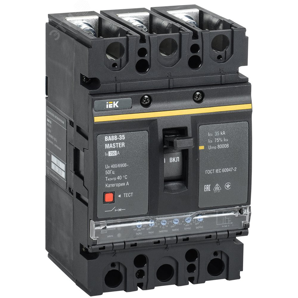 Изображение товара Выключатель автоматический ВА88-35 3Р 250А 35кА MASTER с электронным расцепителем