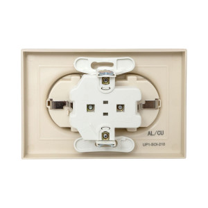 Механизм розетки двойной, 16А, с заземлением, без шторок, с рамкой, кремовый Эпика EKF UP1-SOI-210