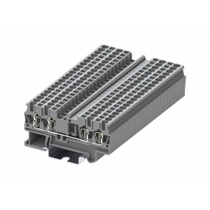 Проходная клемма TC2.5-4-GY, Проходная клемма, 4 точки подключения, тип фиксации провода: пружинный, номинальное сечение: 2,5 мм кв., 24A, 500V, ширина: 5,2 мм, цвет: серый, тип монтажа: DIN35