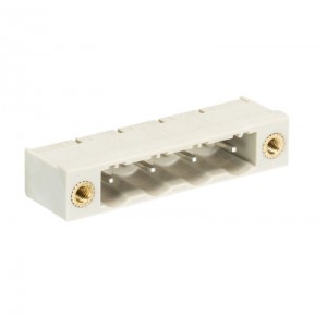 Вилка Wiecon 8413 S / 4 WF OB, Вилочный разъем, горизонтальный, на плату, шаг: 7.62 мм, 4 полюса, фиксация на плате пайкой, исполнение: без маркировки, с монтажными фланцами, 250V, 8А, цвет: серый