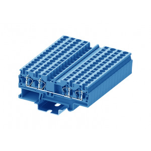 Проходная клемма TC4-4-BU, Проходная клемма, 4 точки подключения, тип фиксации провода: пружинный, номинальное сечение: 4 мм кв., 32A, 800V, ширина: 6,2 мм, цвет: синий, тип монтажа: DIN35