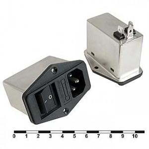 DL-1DZ2KR  1A. 250V, Однофазный сетевой фильтр 1А 250В встроенный выключатель и предохранитель