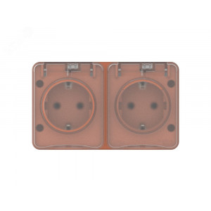 AtlasDesign PROFI IP54 О/У РОЗЕТКА двойная с з/к со шторками 16А, ТЕРРАКОТОВЫЙ ATN547026
