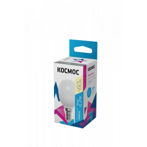 Лампа светодиодная 7.5Вт шар 3000К тепл. бел. E14 220В КОСМОС LkecLED7.5wGL45E1430