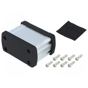 ALUG702SR040, Алюминиевый серебряный корпус с черными торцевыми панелями