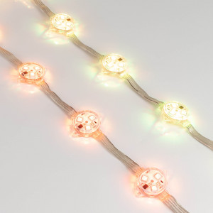 Модуль управляемый DMX-B3-D30 12V RGB (0.72W, IP68, 140 deg) 036772, Управляемый светодиодный модуль DMX, RGB, микросхема DMX512 (UCS512), напряжение 12 В, мощность 0.72 Вт, 3 светодиода SMD 5060, угол 140°. Создание медиафасадов, 20 шт на проводе, расстояние между центрами модулей 100 мм, длина провода между модулями 60 м