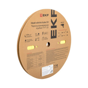 Термоусаживаемая трубка ТУТ нг 10/5 желтая рулон PROxima tut-10-y