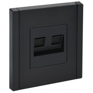 FORTE&PIANO Розетка двойная RJ11+RJ45 кат.5E FP135 черный IEK FP-KT20-O-1-K02