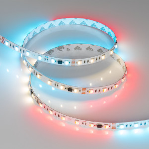 Лента DMX-B60-10mm 24V RGBW-PX6 (18 W/m, IP20, 5060, 5m) 033449, Светодиодная гибкая лента DMX-B60, открытая IP20, с интерфейсом DMX-512, микросхема SM16512PS. Светодиоды 5060, 60 шт/м (1 pixel = 6 LED), белая плата 10 мм, скотч 3М. Цвет RGB+4000K, цветопередача CRI>80, угол 120°. Питание 24 В, мощность 18 Вт/м (90 Вт