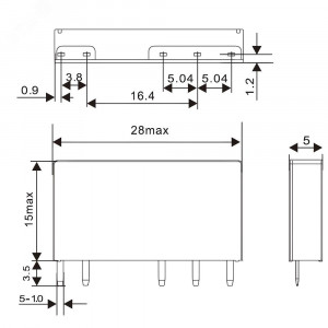 Реле миниатюрное ультратонкое, 1CO, ком. ток 6А, AgSnO2, напряжение 60V DC