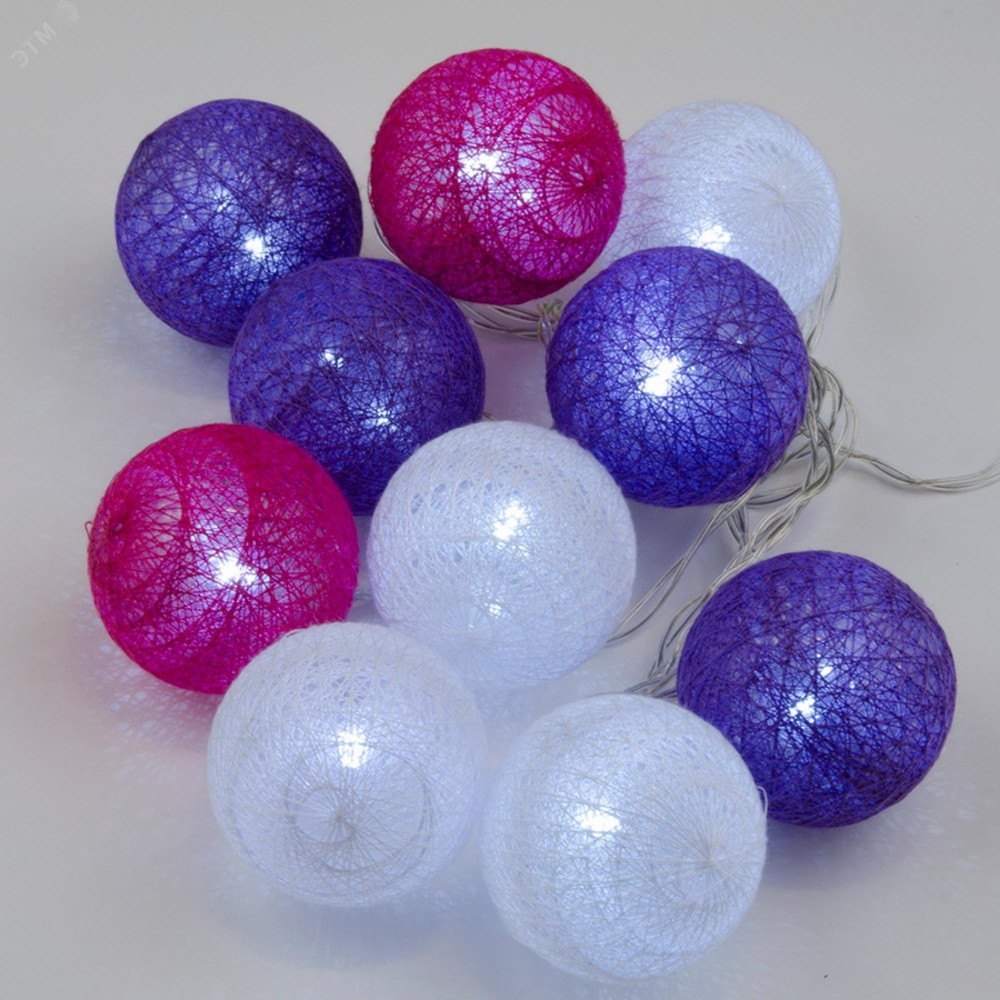 Изображение товара Гирлянда LED клубки 2м белый свет батарейки IP20 Uniel