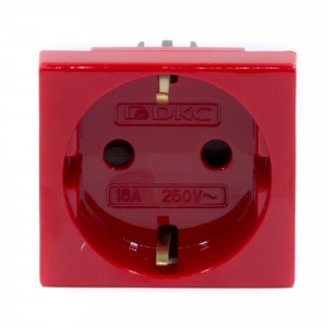 Розетка 1-м 2мод. Viva 16А IP20 2P+E с заземл. защ. шторки красн. 45015