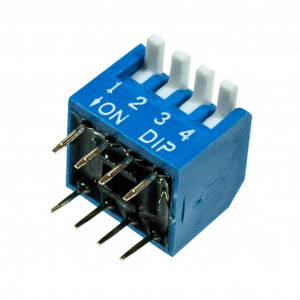 L-KLS7-DP-04-B-00, DIP-переключатель 4 группы синий монтаж в отверстие шаг 2.54мм 0.025А 24В с движком Piano