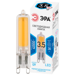 Лампочка светодиодная ЭРА STD LED JCD-3,5W-GL-840-G9 G9 3,5Вт капсула нейтральный белый свет(кр.1шт) [Б0049084]