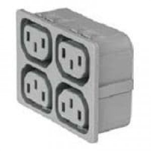 3-103-840, Модули подачи электропитания переменного тока 4751 Grey Snap-in Mounting, 1.5 mm, Quick connect 6.3 x 0.8 mm with 4 IEC Appliance