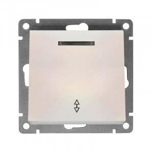 Переключатель проходной 1-кл. СП Афина 10А IP20 с подсветкой механизм жемчуг A0125-OBr