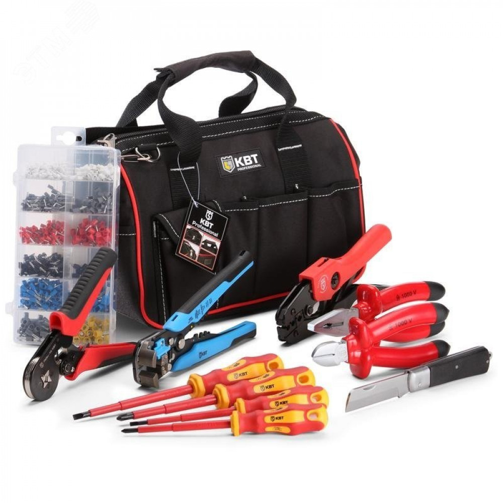 Изображение товара Набор электромонтажного инструмента НИЭ-03 КВТ с сумкой и профессиональным набором