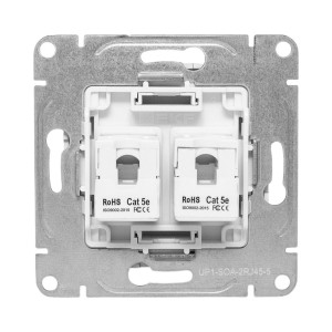 Механизм розетки RJ45 - 2шт, (cat5), алюминий Эпика EKF UP1-SOA-2RJ45-5