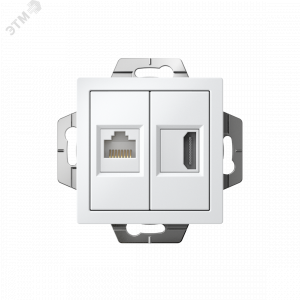 ATLASDESIGN РОЗЕТКА двойная HDMI+RJ45, кат.5Е, механизм, БЕЛЫЙ ATN000182