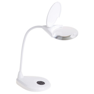 Лупа настольная 3D, с подсветкой 3 LED, сенсорная регулировка яркости, EXPERT, белая