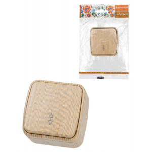 Переключатель на 2 направления 1-кл. открытой установки IP20 10А, сосна "Дача" Народная SQ1824-0053