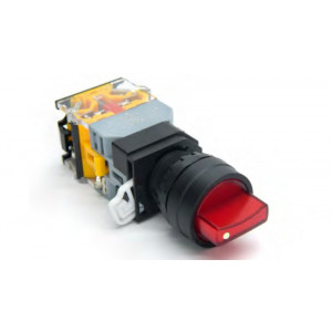 Переключатель DT22A-S2LD11/RDAC/DC24, Переключатель 2 положения, в сборе, с блокировкой, 24 - 380VAC / DC, 0,6 - 10A, с подсветкой 24VDC, 1NO1NC, цвет: красный, диаметр отверстия: 22 мм, пластиковая обойма кнопки