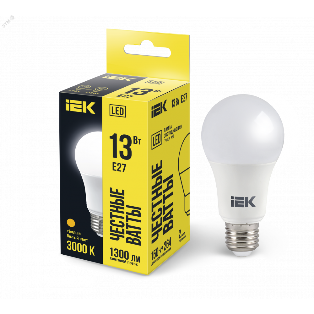 Изображение товара Лампа светодиодная ECO A60 13Вт E27 3000К