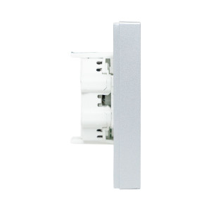 Механизм розетки двойной, 16А, без заземления, со шторками, с рамкой, алюминий Эпика EKF UP1-SOA-201