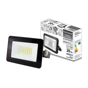 Прожектор светодиодный СДО20-3 "КОМПАКТ" 20 Вт, 6500 К, черный, Народный SQ0336-0251