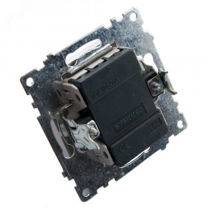 Выключатель 2-клавишный c индикатором (механизм) 250В, 10А, серия Катрин, шампань 39593