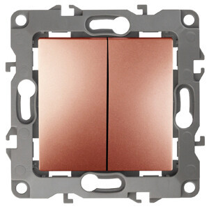 12-1004-14 Выключатель двойной, 10АХ-250В, IP20, без м.лапок, 2, медь (10/100/2500) Б0019313