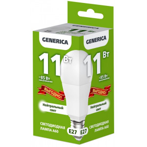 Лампа светодиодная A60 11Вт грушевидная 4000К E27 230В LL-A60-11-230-40-E27-G
