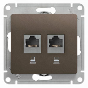 GLOSSA РОЗЕТКА двойная компьютерная RJ45+RJ45, кат.5E, механизм, ШОКОЛАД GSL000885KK