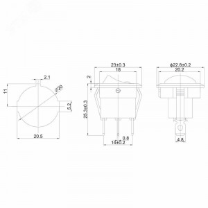 Выключатель клавишный круглый 12V 20А (3с) ON-OFF черный с зеленой подсветкой (RWB-215, MIRS-101Е-8С/D) 36-2583