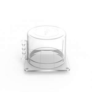 gwrD60-2, Блокиратор кнопки с квадратным основанием и круглым колпачком, поликарбонат, диаметр отверстия – 75 мм, 95х95х68 мм, цвет – прозрачный, 1 шт/упак